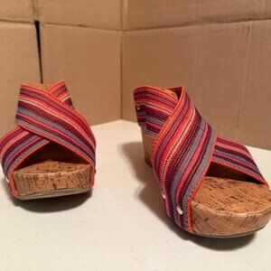 Montego Bay Club Wedge Sandal Cork Platform Multicolor Stripe Size 8